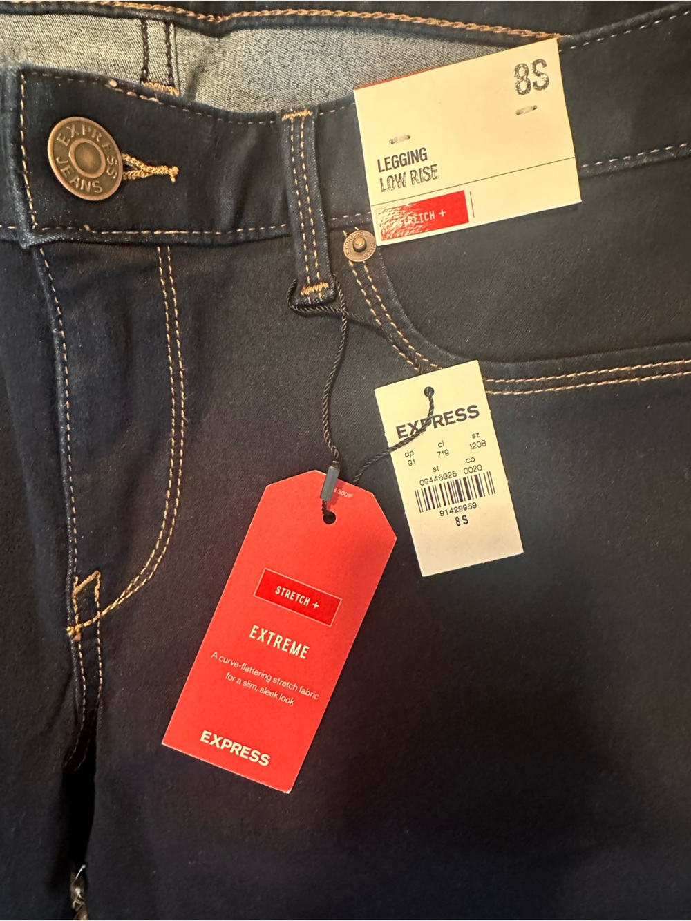 NWT Express Low Rise Dark Wash Skinny Legging Jeans - Picture 7 of 8